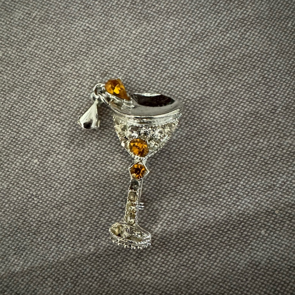 Elegant Silver and Yellow martini brooch
